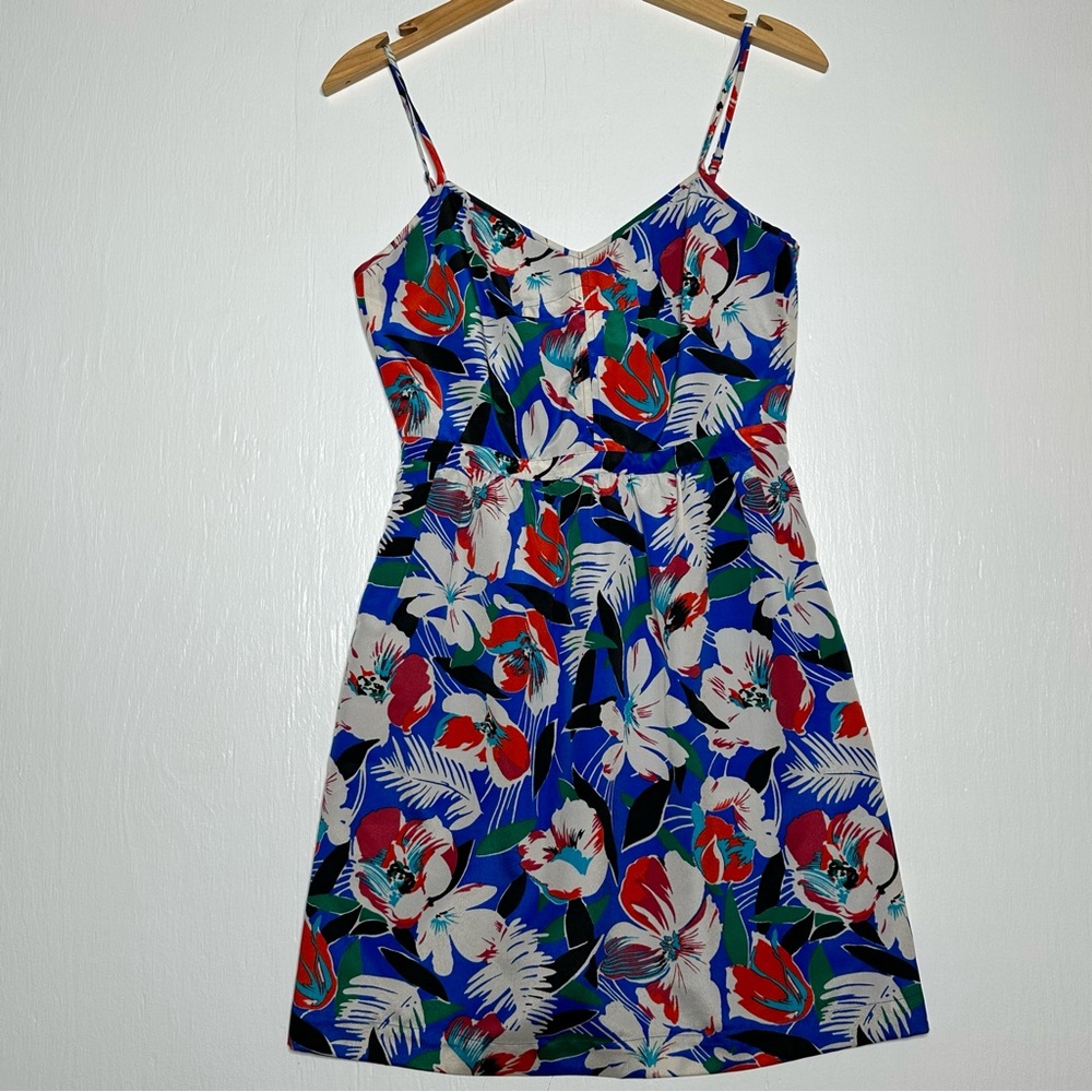 J. Crew Sun Dress Women's Size 2 Sleevless Floral Mini Lined V Neck NEW NWT